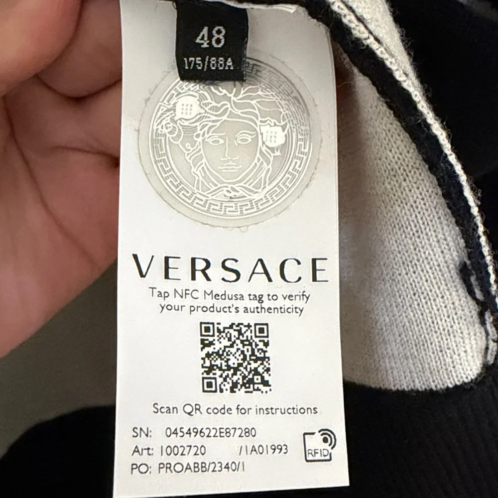 Authentic versace knit sweater institutional logo jacquard wool